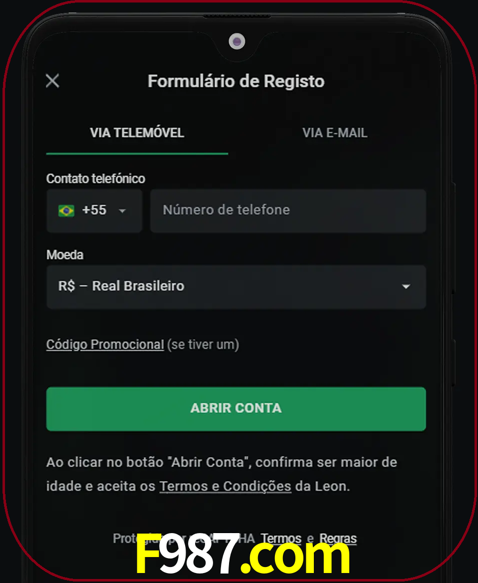 Abra o aplicativo e inicie o processo de registro.